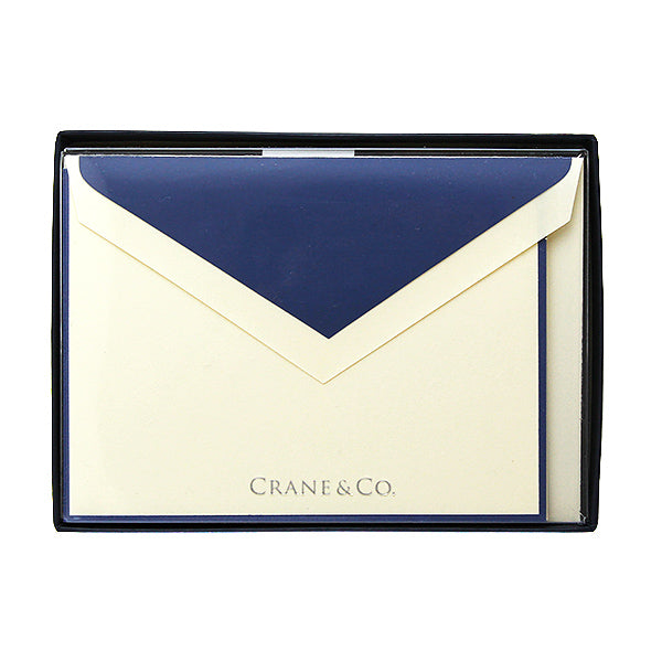 Crane Note Card Set, CF1430, Ecru/Blue Border