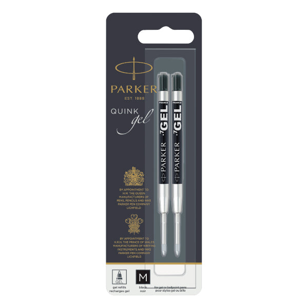 Parker Gel Pen Refill, 2-Pack, M (Medium), Black