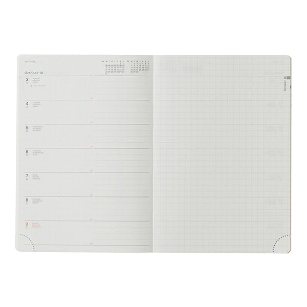 Delphonics 23 October Start Basic A6 Refill Type B, Weekly Left Layout