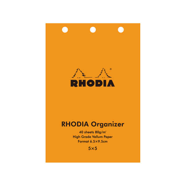 Rhodia Organizer Mini 3-Hole Refills, Vellum 5x5 Grid, White, 80 g/m²