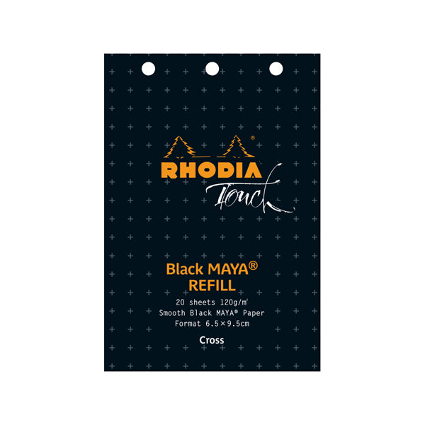 Rhodia Touch Organizer Mini 3-Hole Refill, Maya Cross, Black, 120 g/m²