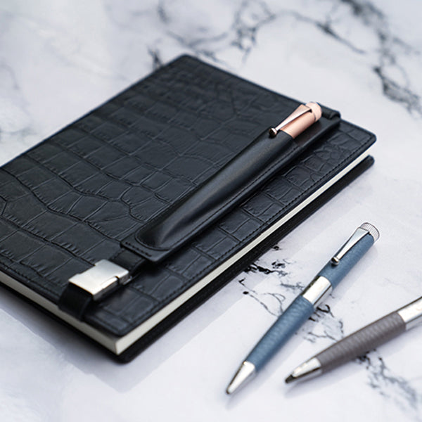 ROMEO Smooth Leather Buckle Band Pen Case, A5
