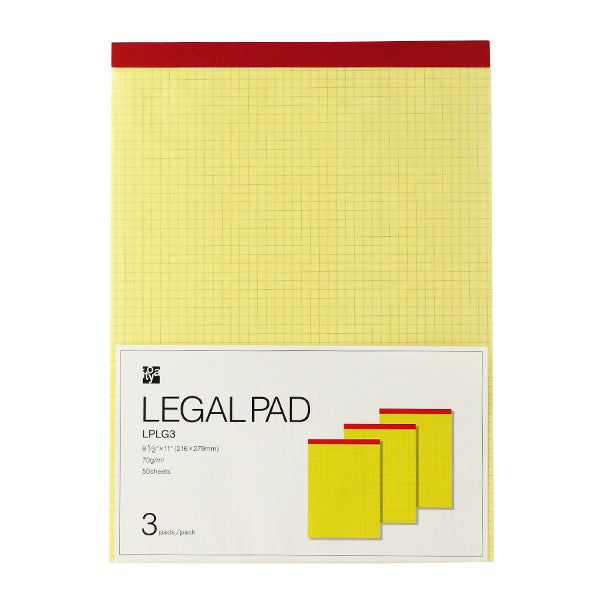 Itoya Legal Pad, L, 3-Pack, Grid