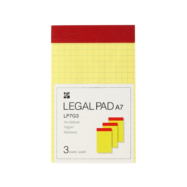 Itoya Legal Pad, A7, 3-Pack, Grid
