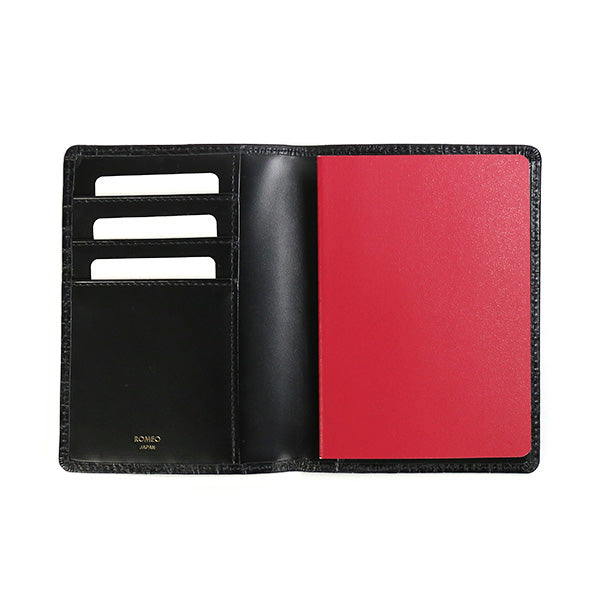 ROMEO Crocodile-Embossed Bi-Fold Passport Case