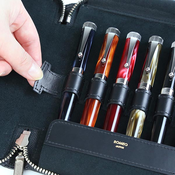 ROMEO Crocodile-Embossed Collection Pen Case, Holds 6 Pens