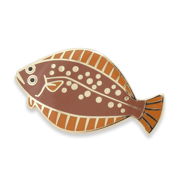 Itoya Oishii Sakana Pin Badge (Flounder)