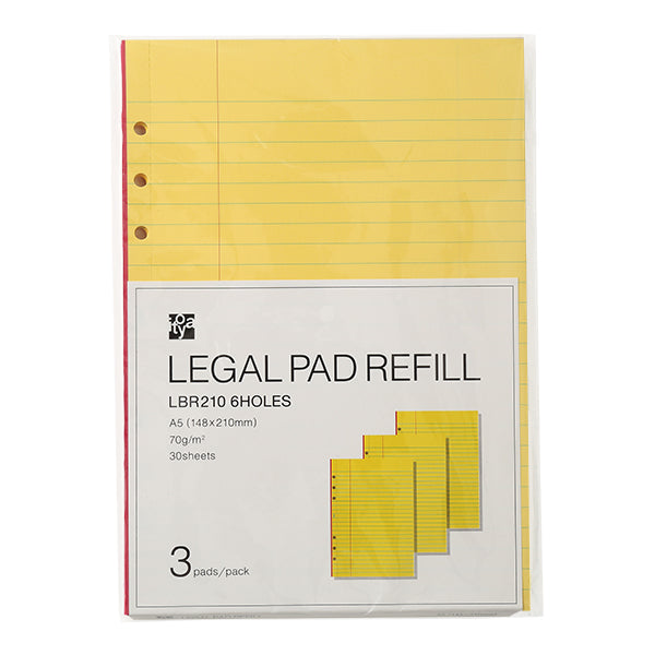 Itoya LEGAL PAD REFILL, A5, 3-Pack
