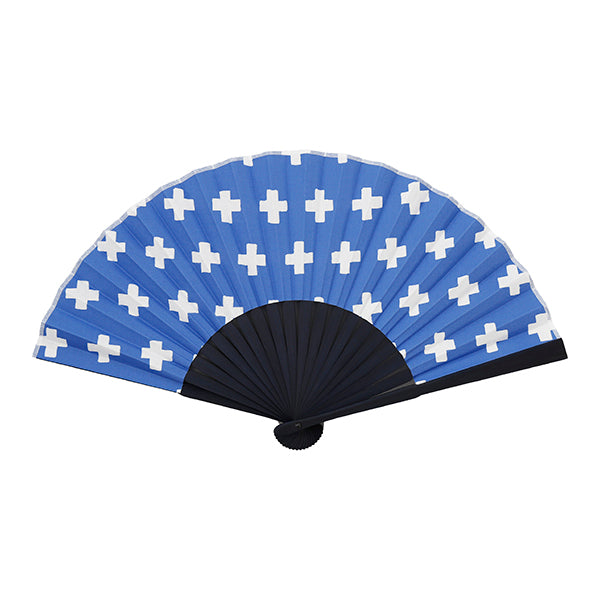 Itoya Fabric Folding Fan 2020 (Cross, Blue)