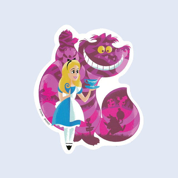 Sun-Star Disney 100 Die-Cut Sticker, Alice & Cheshire Cat