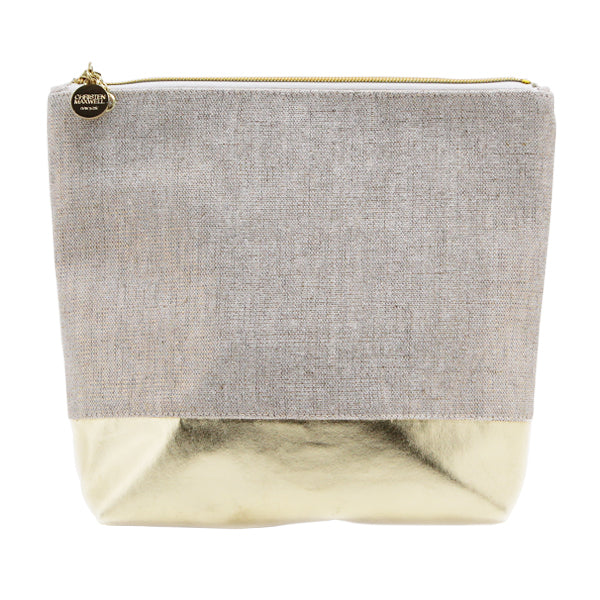 Kristen Maxwell Cosmetic Bag, Luster Beige/Gold