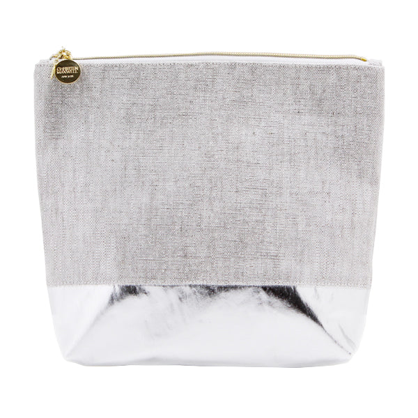 Kristen Maxwell Cosmetic Bag, Luster Gray/Silver