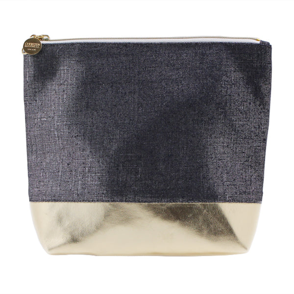 Kristen Maxwell Cosmetic Bag, Luster Navy/Gold