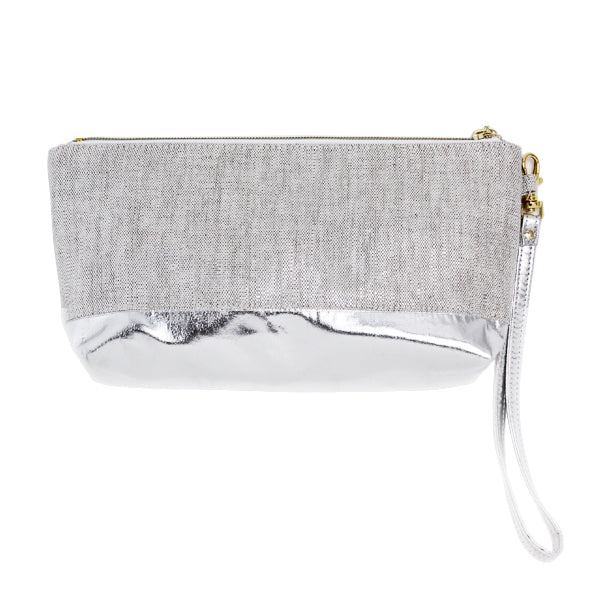 Kristen Maxwell Wristlet, Luster Gray/Silver
