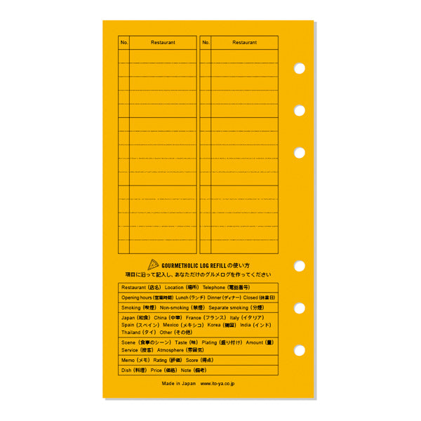 Itoya Holic Log Refill, Bible Size, Gourmet