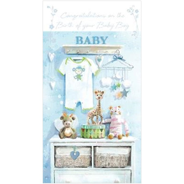 Ring Design Baby Card, IBC158W (Boy, Room)