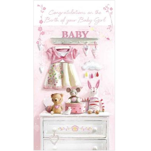 Ring Design Baby Card, IBC159W (Girl, Room)