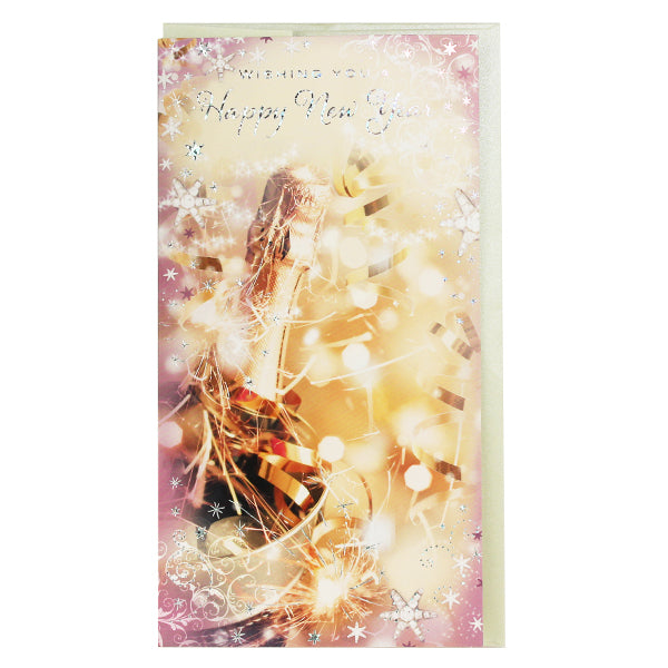Ring Design New Year Card, X11862IW (Champagne Bottle)