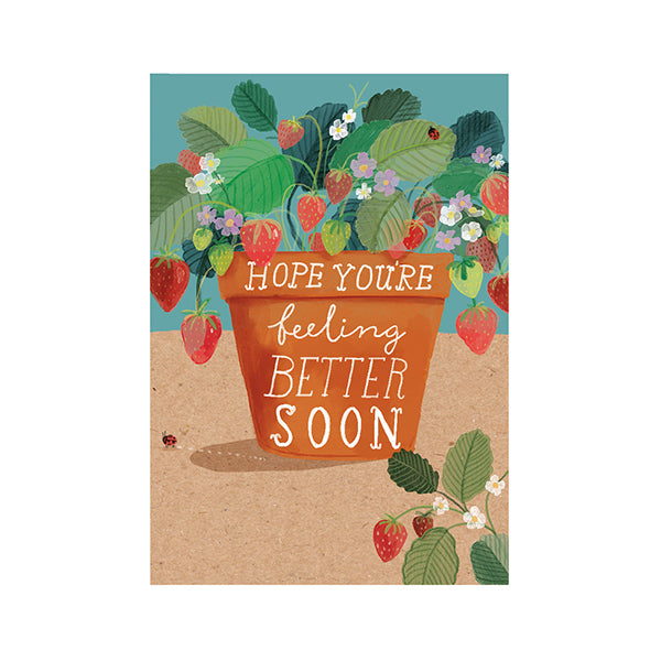 Ring Design Get Well Card, FG136 (Strawberry Pot)