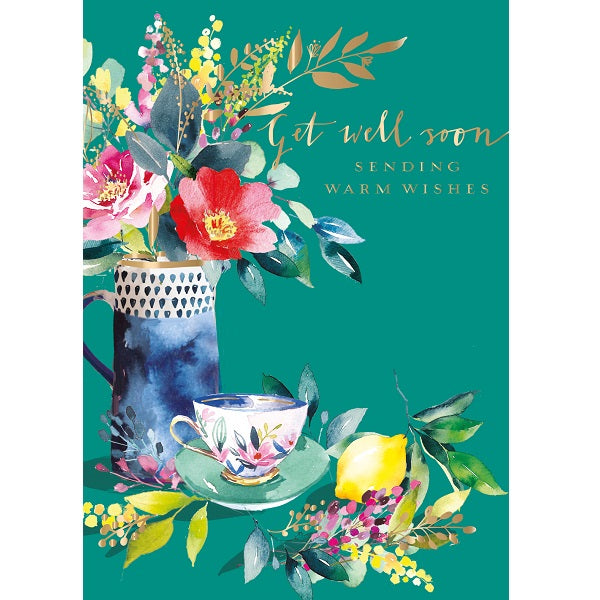 Ring Design Get Well Card, GHG181 (Lemon, Tea and Vase)