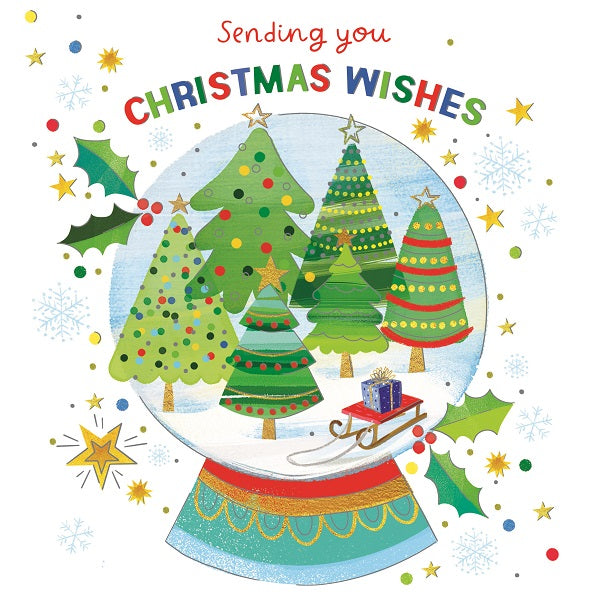 Paper Rose Christmas Card, KAX323 (Snow Globe)