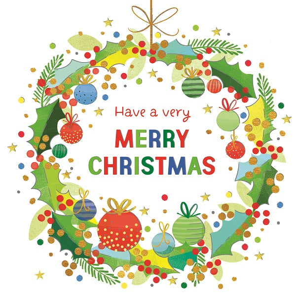Paper Rose Christmas Card, KAX326 (Wreath)