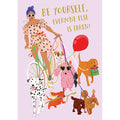 Paper Rose Blank Card, YGG050 (Go Girl, Walking the Dog)