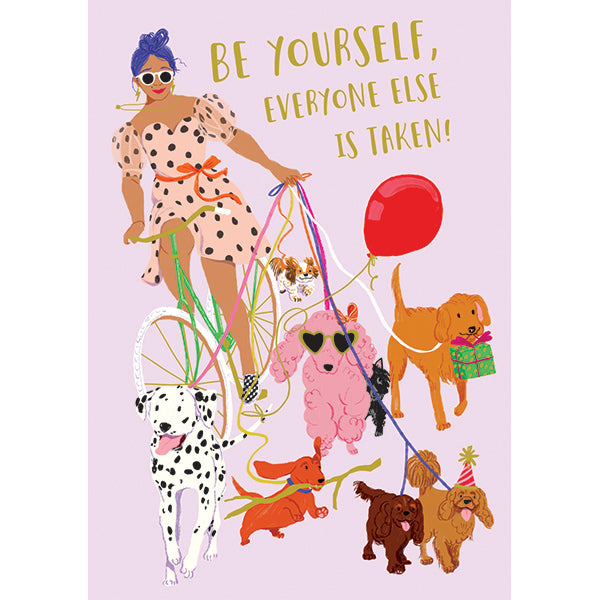 Paper Rose Blank Card, YGG050 (Go Girl, Walking the Dog)