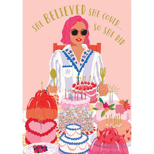 Paper Rose Blank Card, YGG052 (Go Girl, A Row of Cakes)