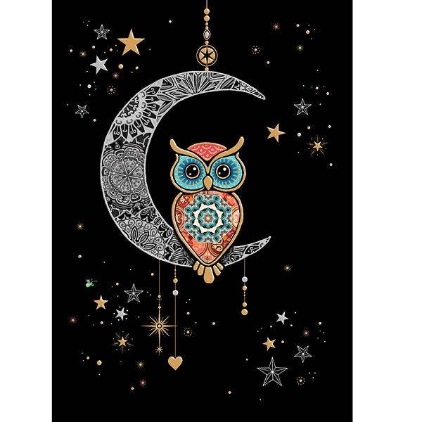 Bug Art Blank Card, M182 (Owl and Moon)