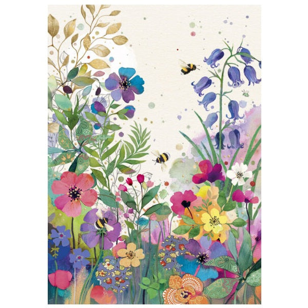 Bug Art Blank Card, B057 (Flower-Filled Meadow)