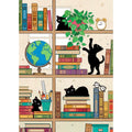 Bug Art Blank Card, H040 (Black Cat, Bookshelf)