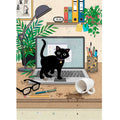 Bug Art Blank Card, H041 (Black Cat, Laptop)