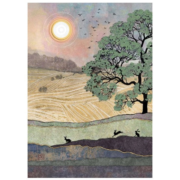 Bug Art Blank Card, K019 (Landscape, Three Rabbits)