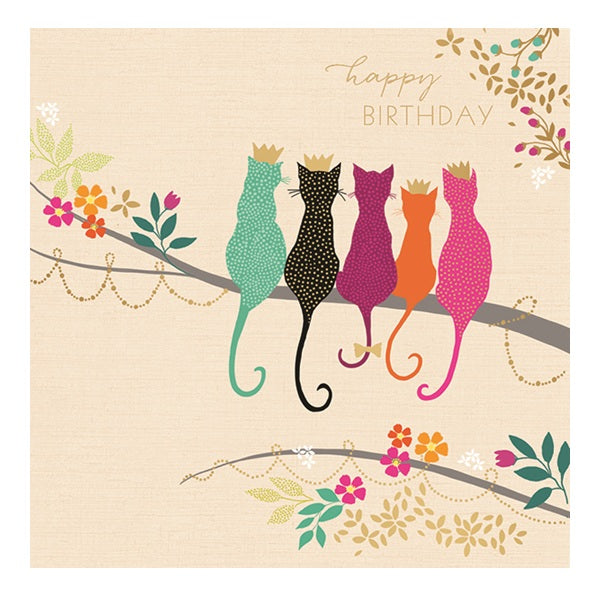 Art File Birthday Card, SAM15A (Five Crowned Cats)