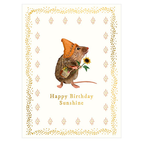 Art File Birthday Card, TV07A (Fairy Tale, Hat-Wearing Mouse)