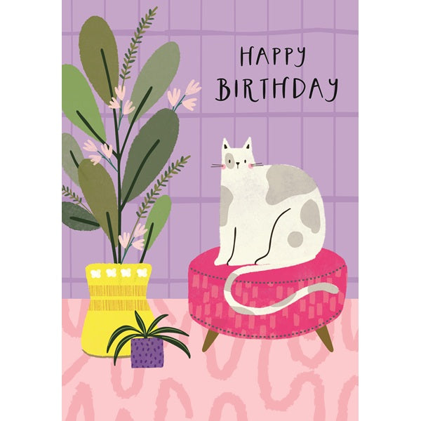 Laura Darrington Birthday Card, ED35 (Eden, Cat on Sofa)