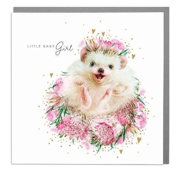 Laura Design Baby Card, SN-854 (Flowers, Hedgehog Girl)
