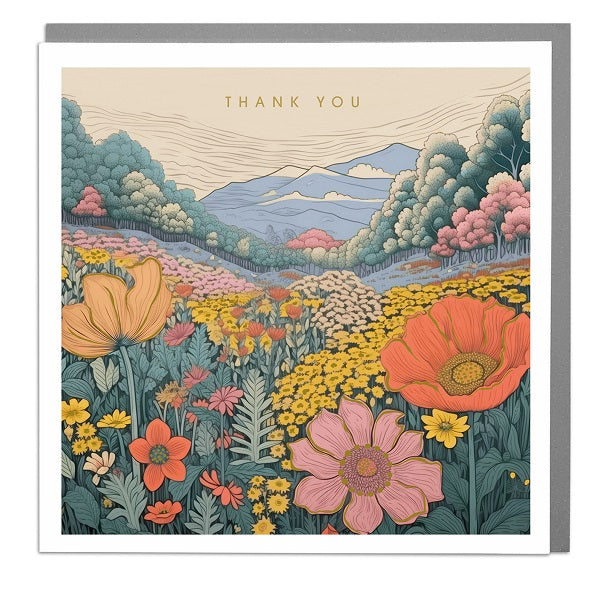 Laura Design Thank You Card, SN-922 (Landscape, Flowering Highland)